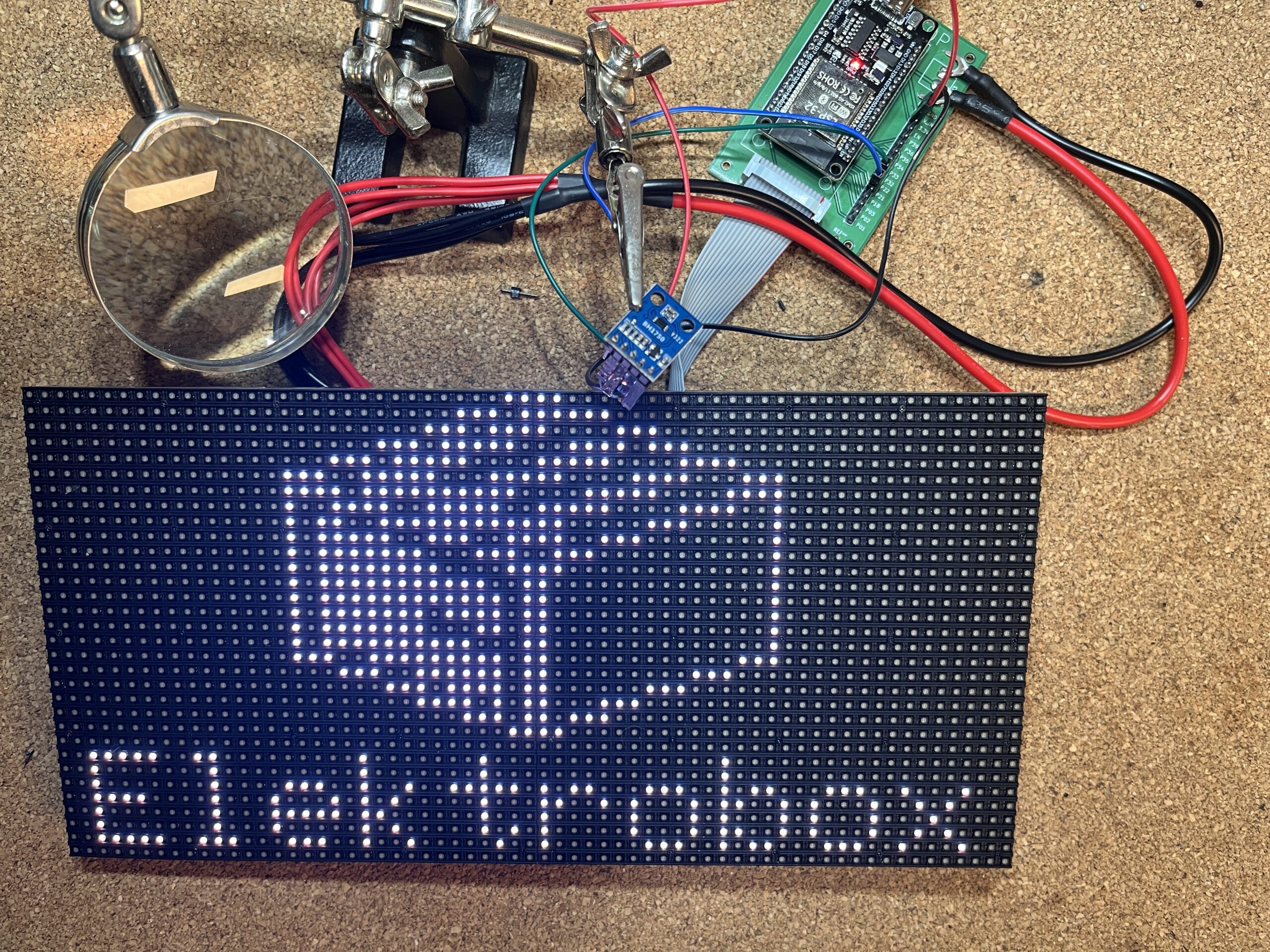 ElektroBox DIY electronics project with LED matrix display and ESP32 wiring